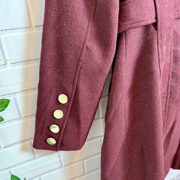 Guess Double-Breasted Belted Wool burgundy-wine  Coat - Women's/size S - Picture 7 of 11